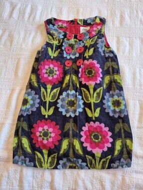 Mini Boden girls 2-3 years floral corduroy pinnifore EUC